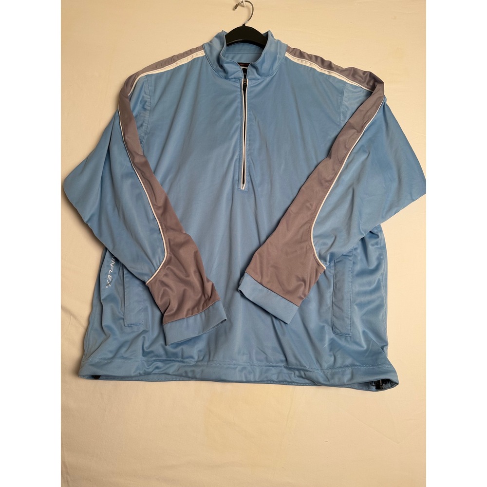 Sun Mountain Rainflex Golf Jacket Mens Large Blue Grey Waterproof Half Zip